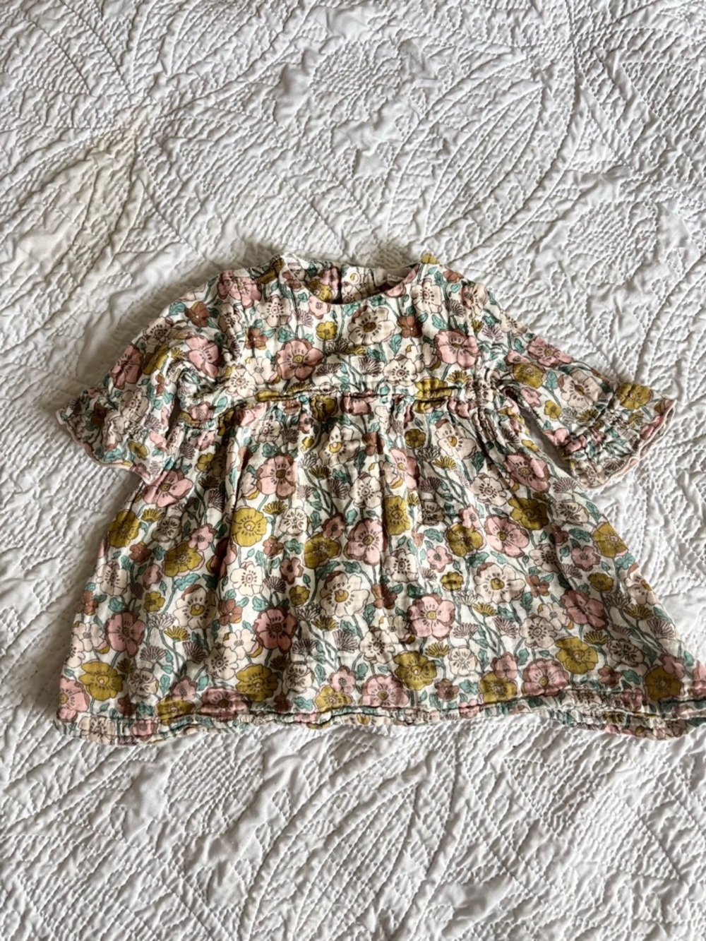 Angel Dear Floral Cotton Baby Top - Pink & Mustard